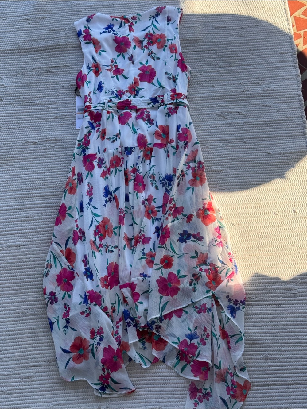 Calvin Klein Floral High-Low Dress NWT 14W Belted Chiffon Midi Maxi - Picture 14 of 14
